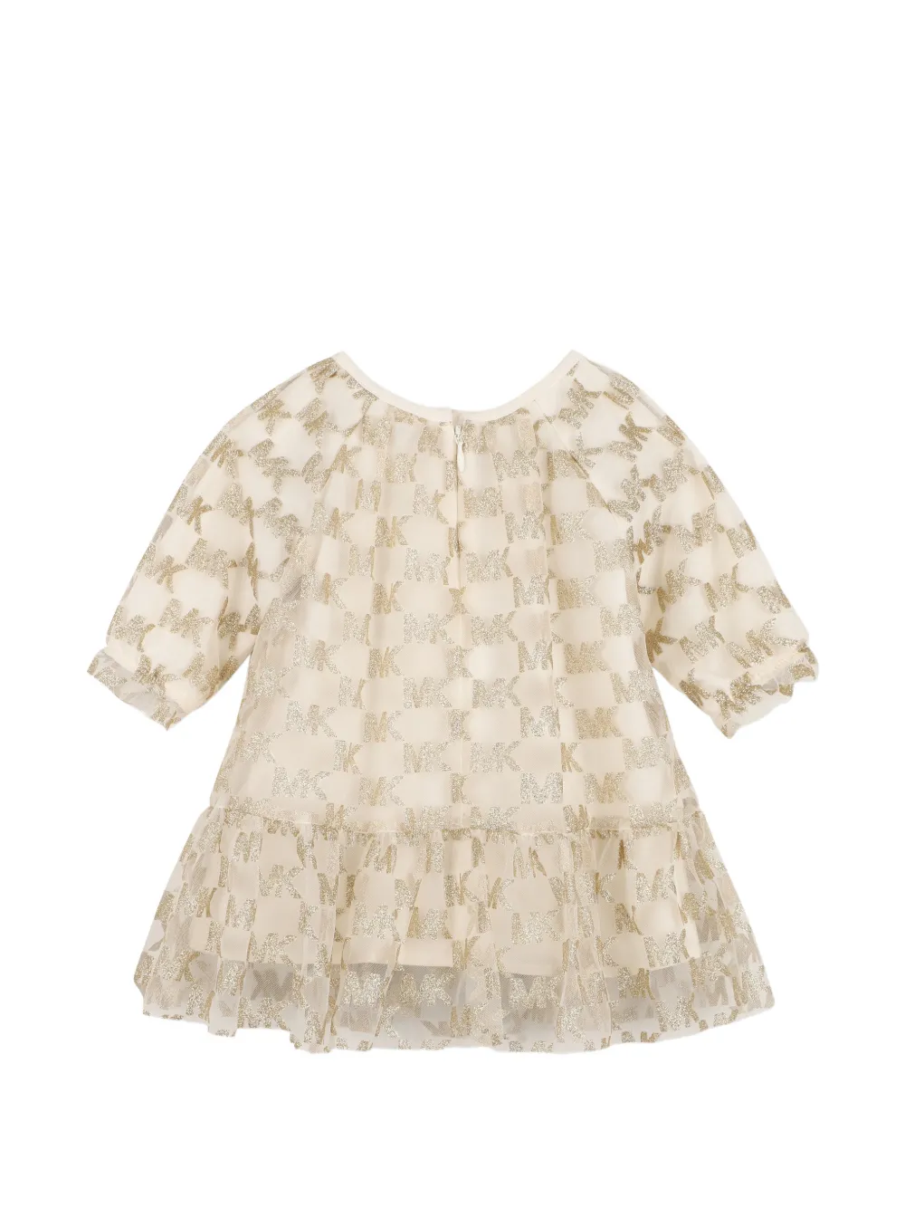 Michael Kors Kids Jurk met logoprint en ruches Beige