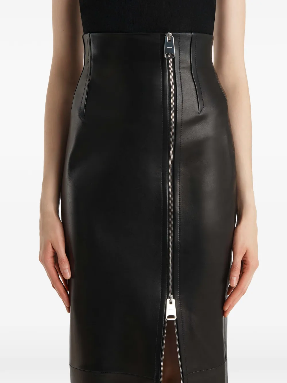 KHAITE Gres Skirt in Black Leather, view 5