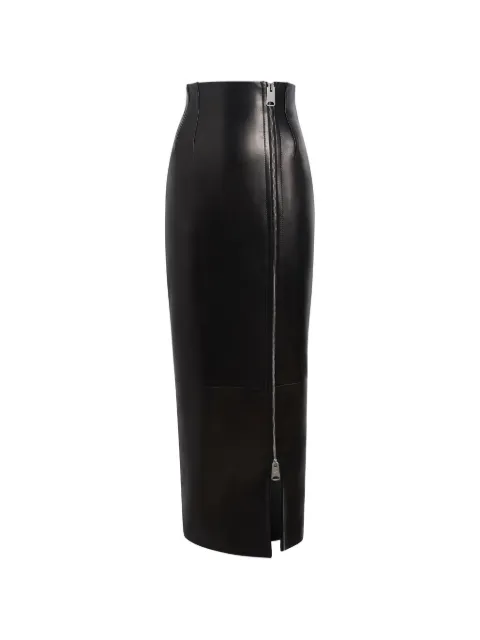 KHAITE falda Gres en piel negra