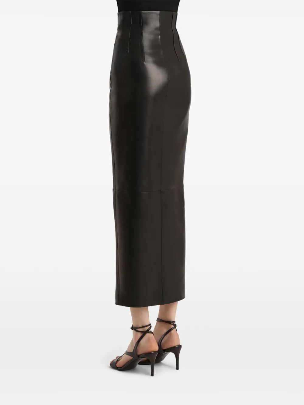 KHAITE Gres Skirt in Black Leather, view 4