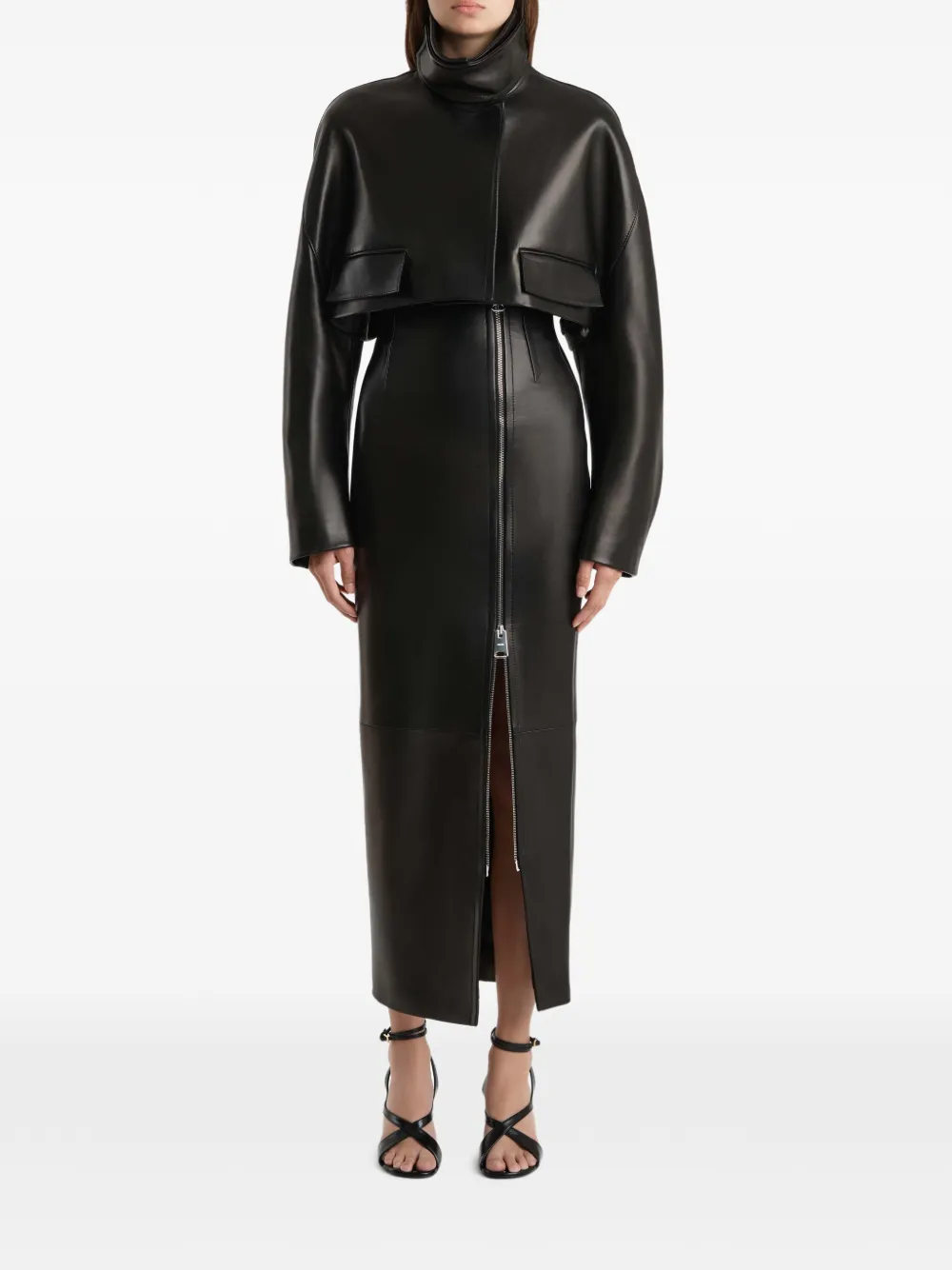 KHAITE Gres Skirt in Black Leather, view 2