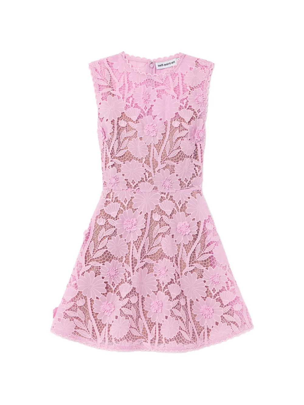 Self-Portrait floral-lace sleeveless mini dress - Rosa