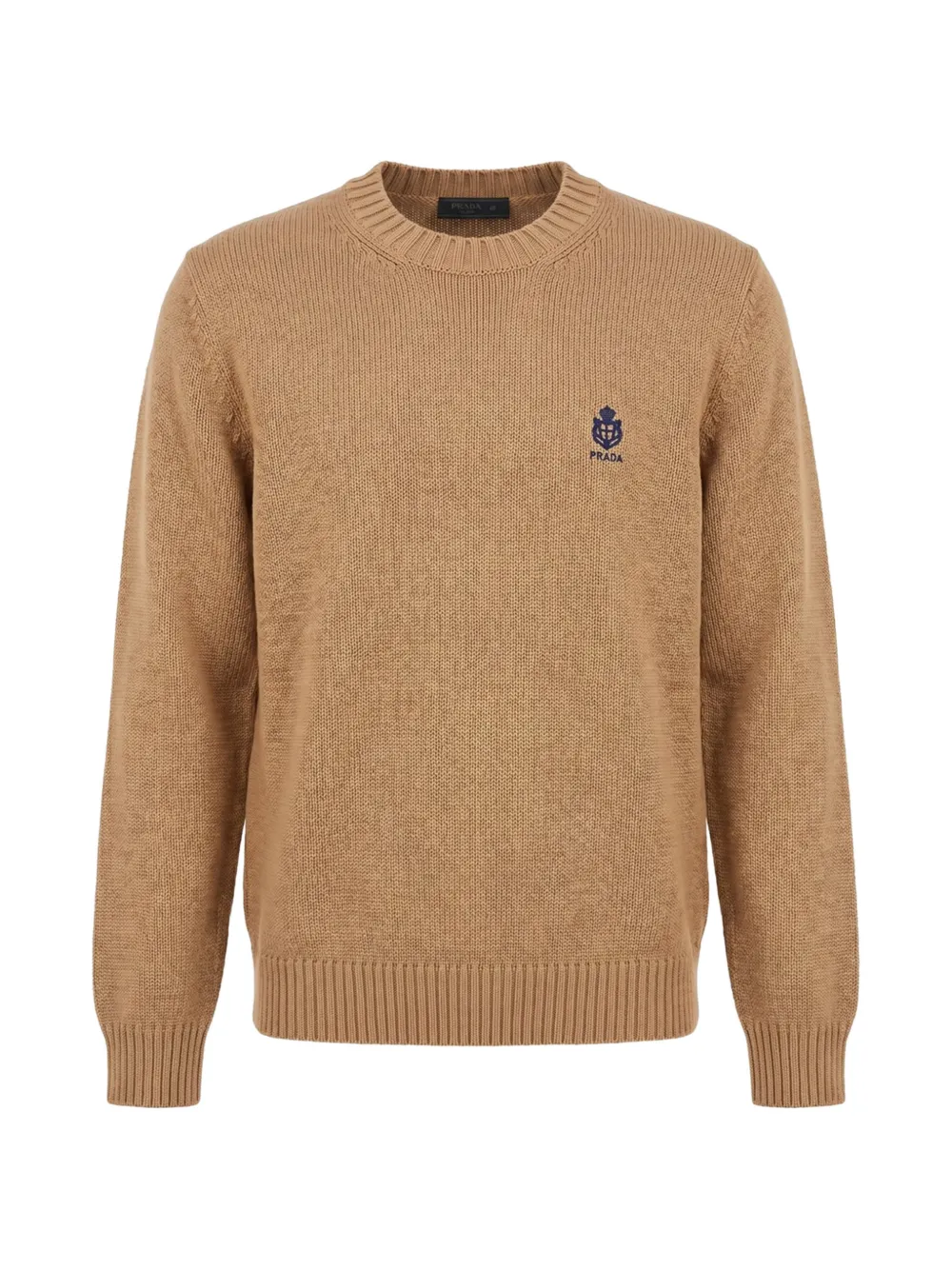 Prada logo-embroidered cotton sweatshirt - Marrone