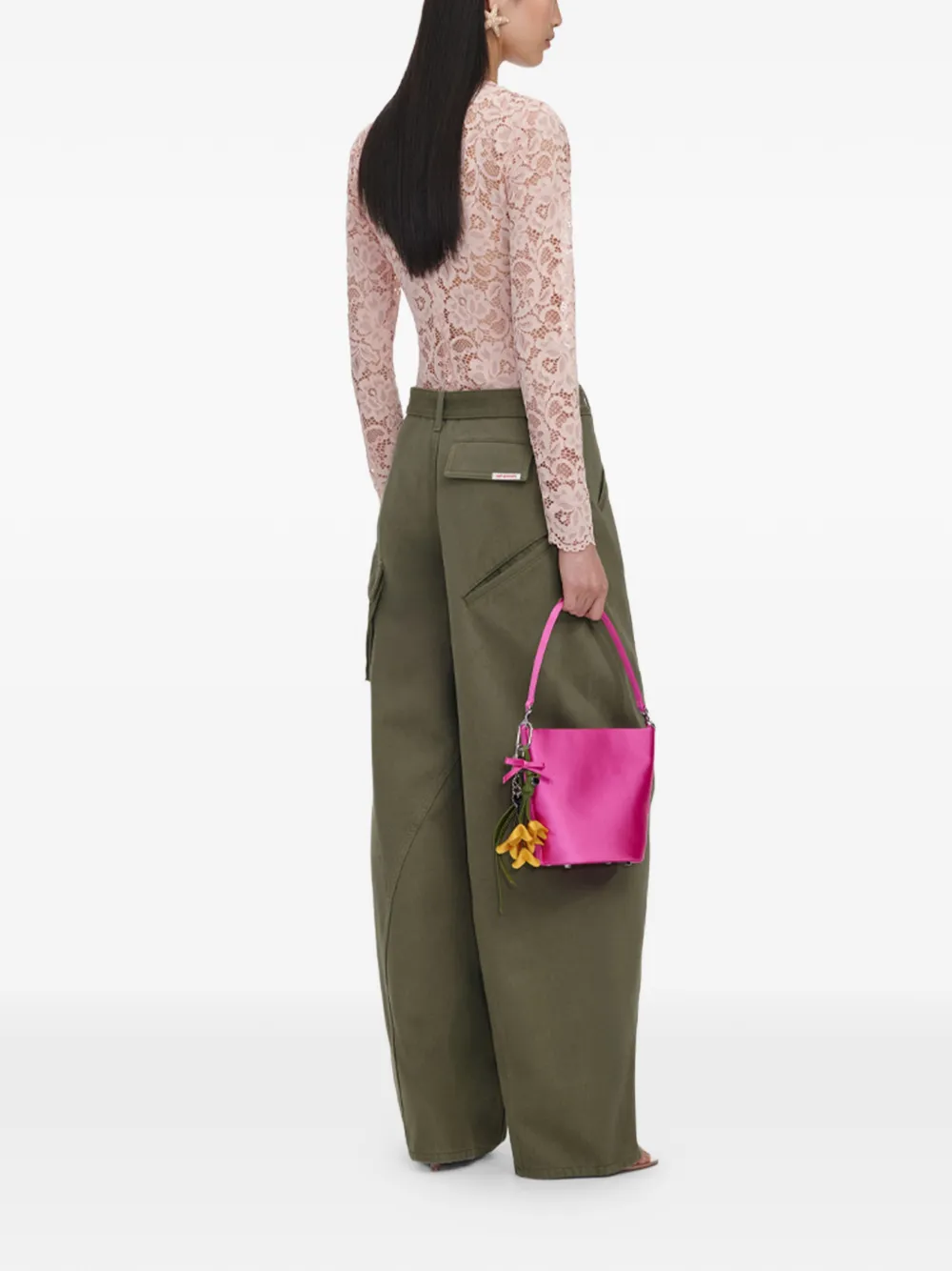 Self-Portrait Cargo broek met ceintuur Groen