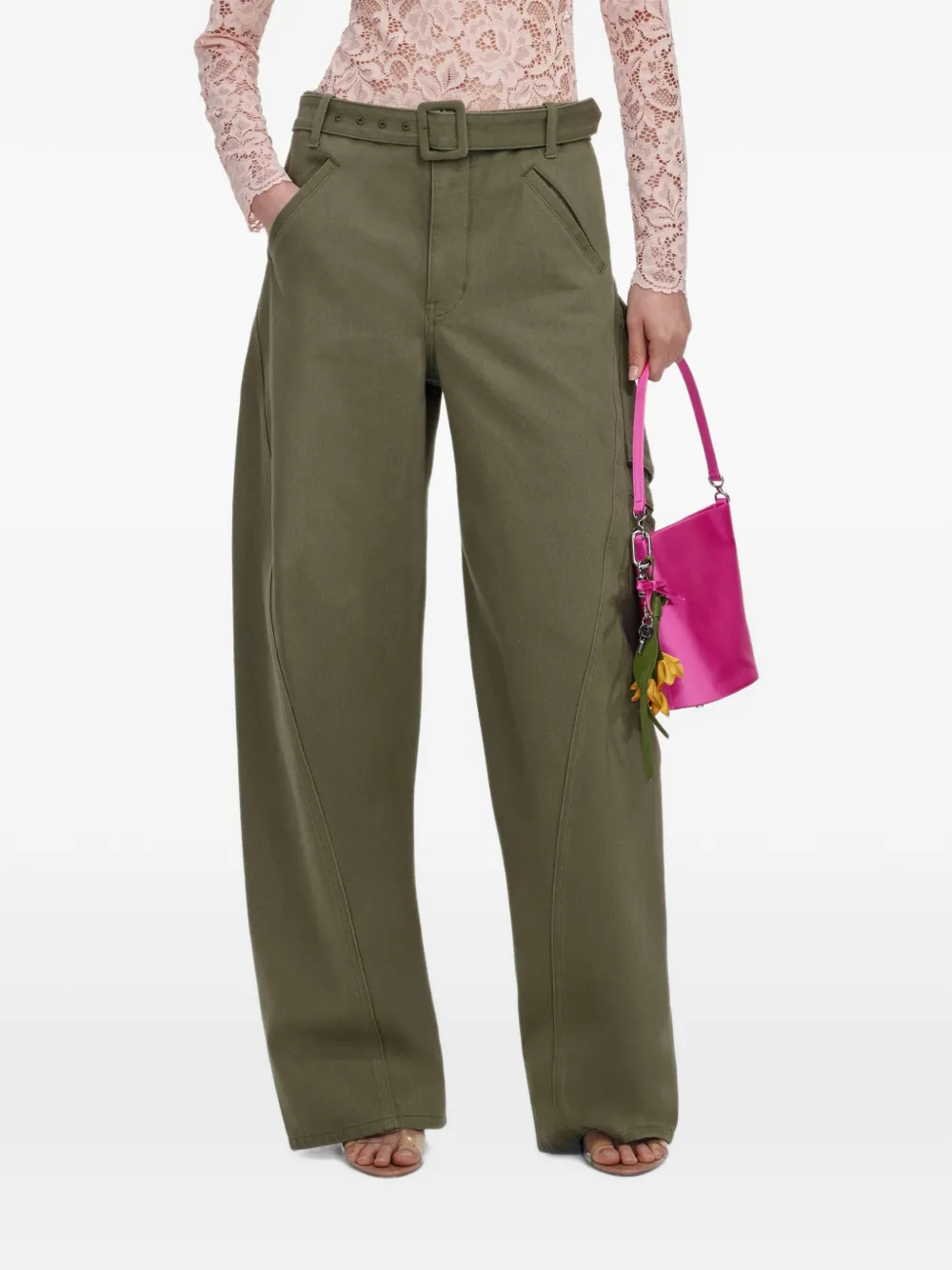 Self-Portrait belted cargo pants - Verde