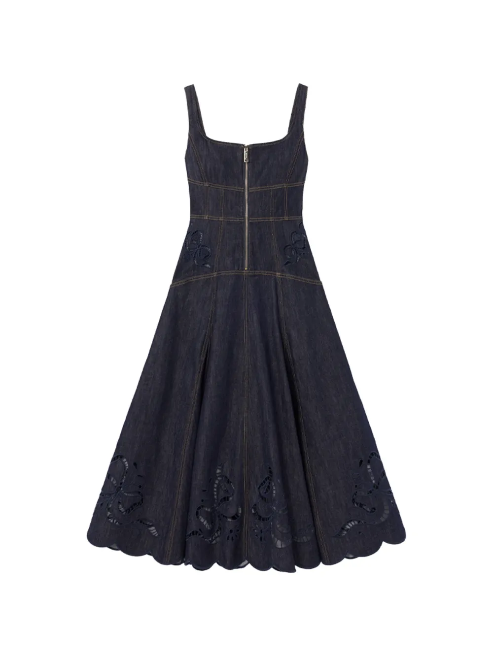 Self-Portrait broderie-anglaise flared-hem midi dress - Blu