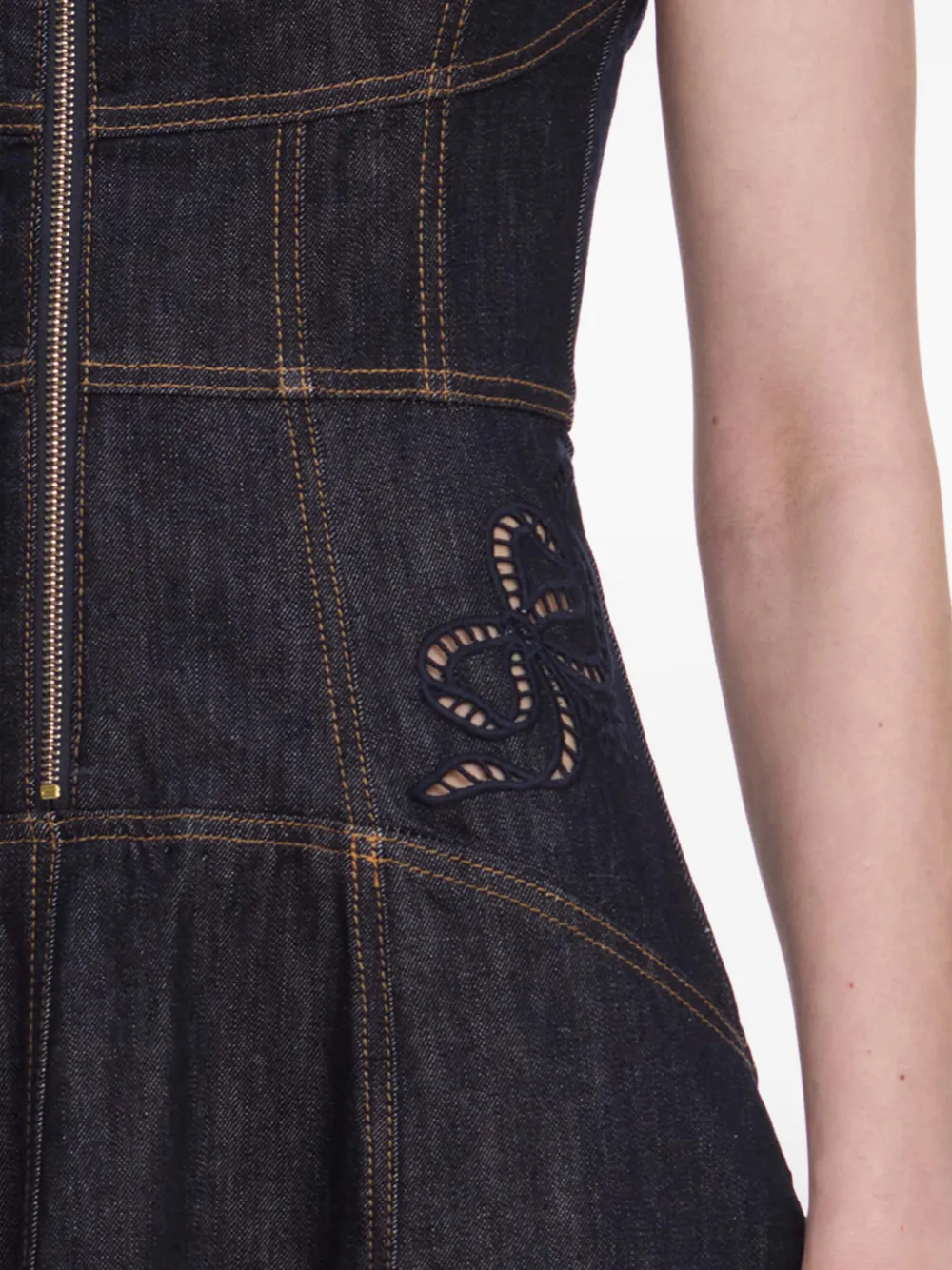 Self-Portrait Indigo リボン ミディドレス | ブルー | FARFETCH JP
