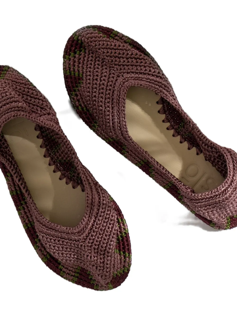 SLO_HAND_MADE Gehaakte gebreide ballerina's met puntige neus Roze