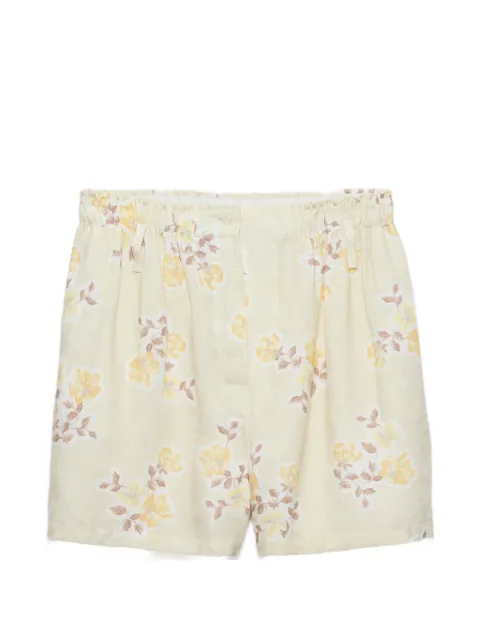 Prada floral-print old linen shorts