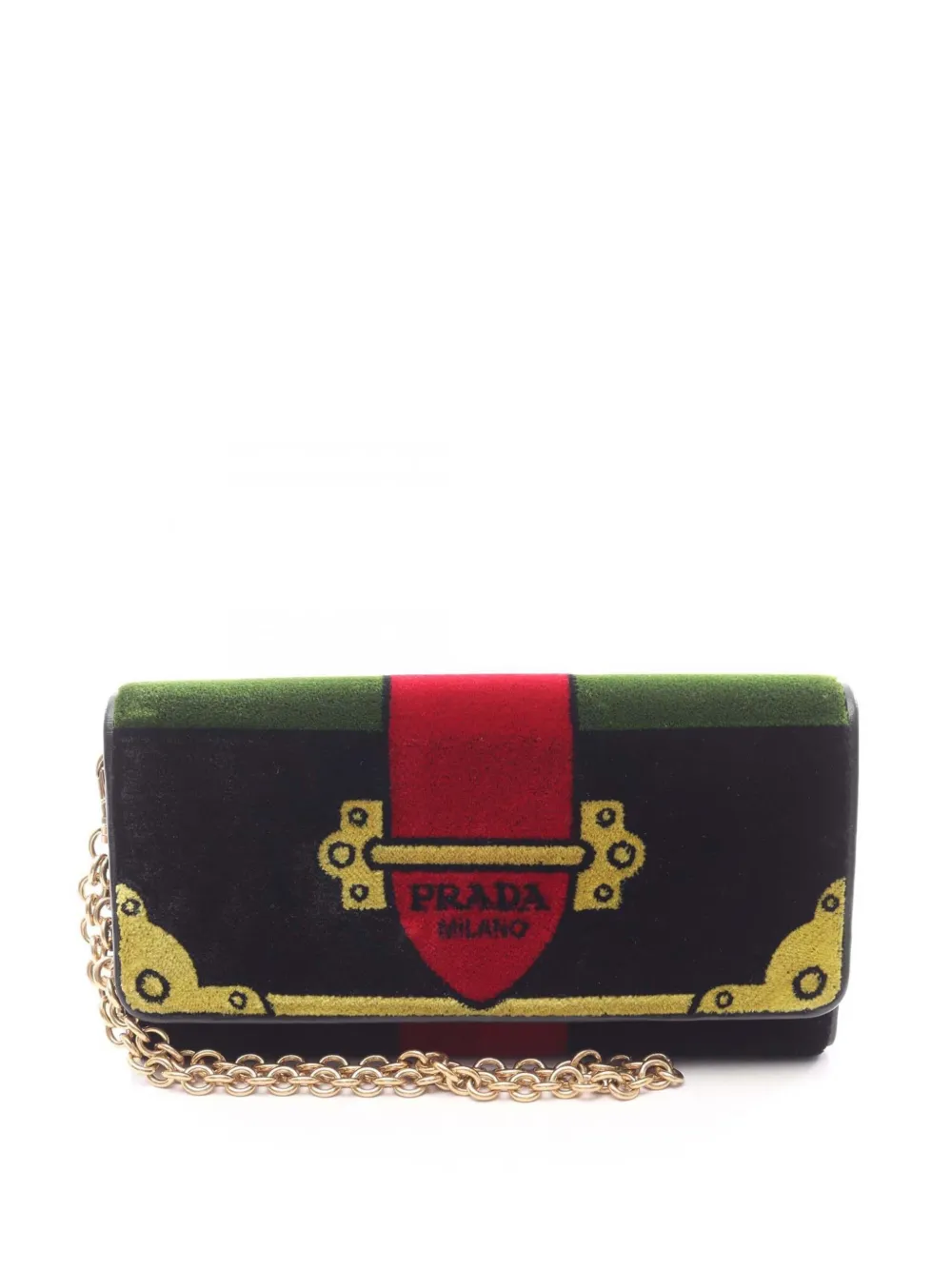 Prada Pre-Owned 2010-2026 Velvet cahier Wallet on Chain crossbody bag - Nero