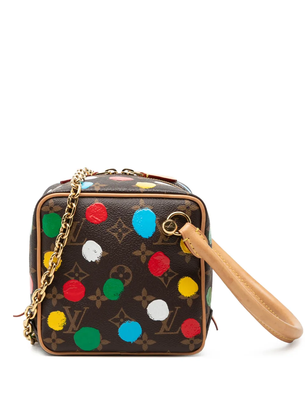 Louis Vuitton Pre-Owned 2023 Yayoi Kusama Monogram Painted Dots Square Bag satchel - Brown