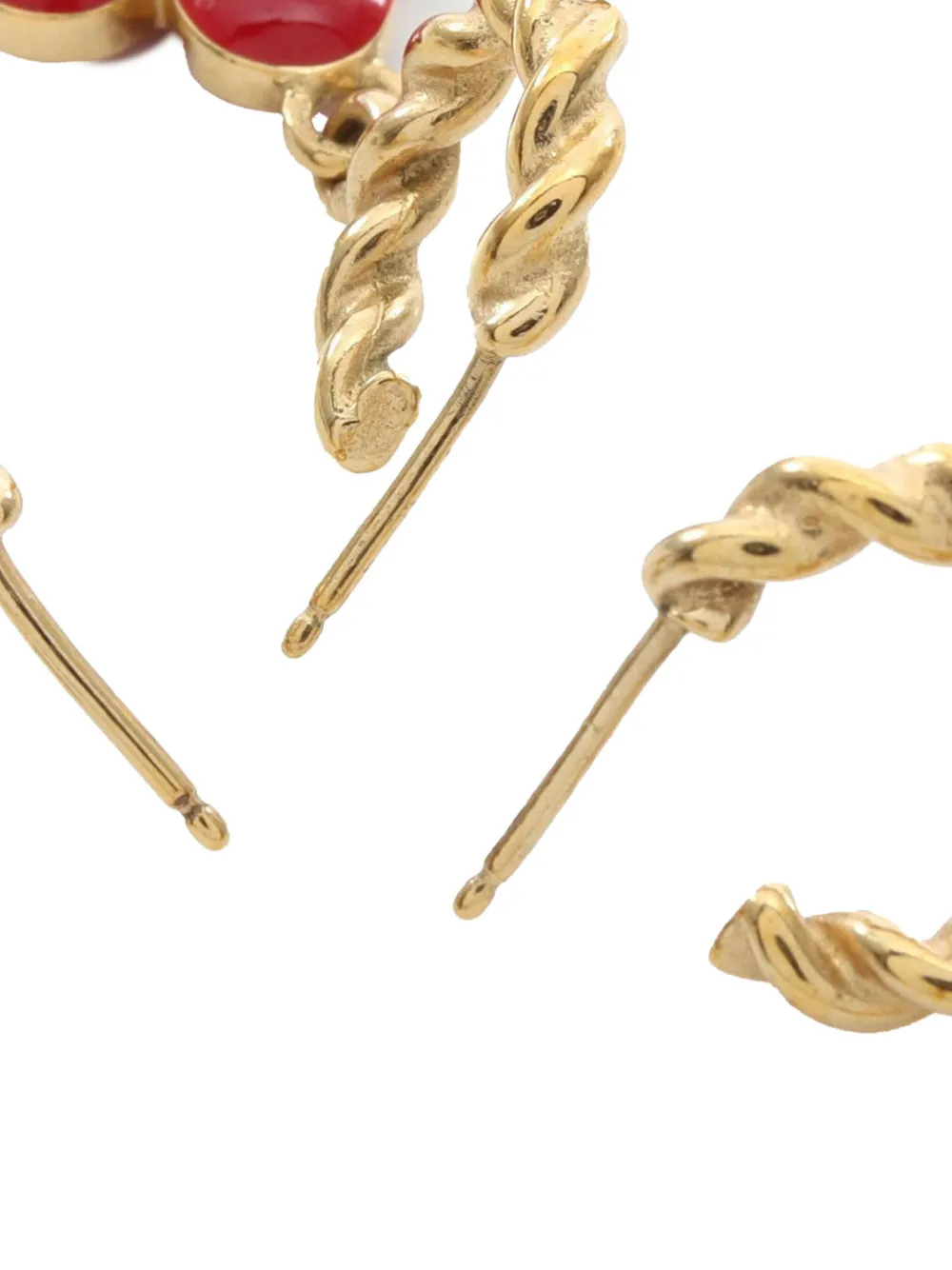 Louis Vuitton Pre-owned 2000-2026 Gold Plated Enamel Sweet Monogram Set of 3 Drop Push Back Earrings Costume Earrings, view 5