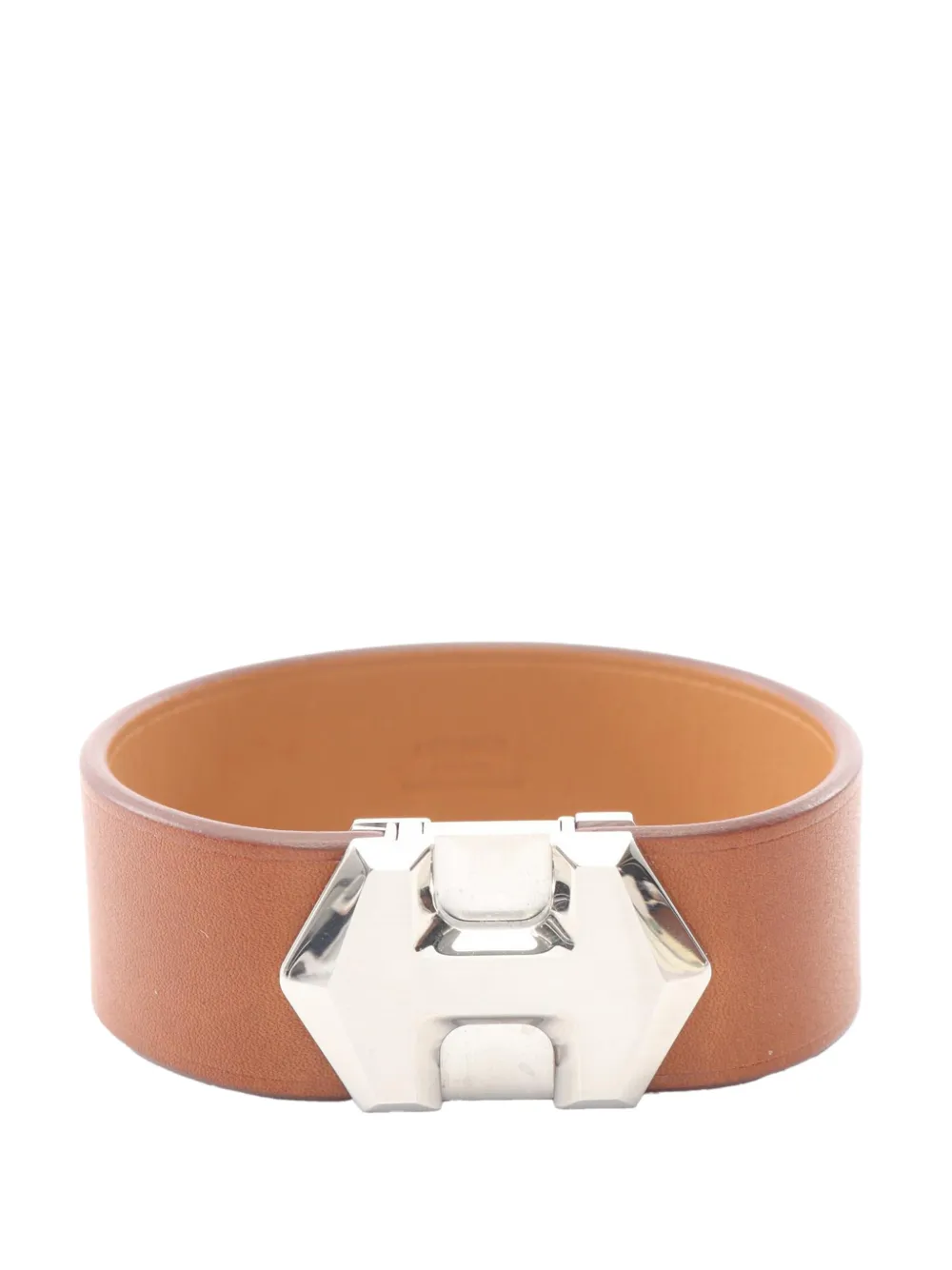 Hermès Pre-Owned 2020 Barenia and Palladium Plated Super H Bracelet T4 costume bracelet - Marrone