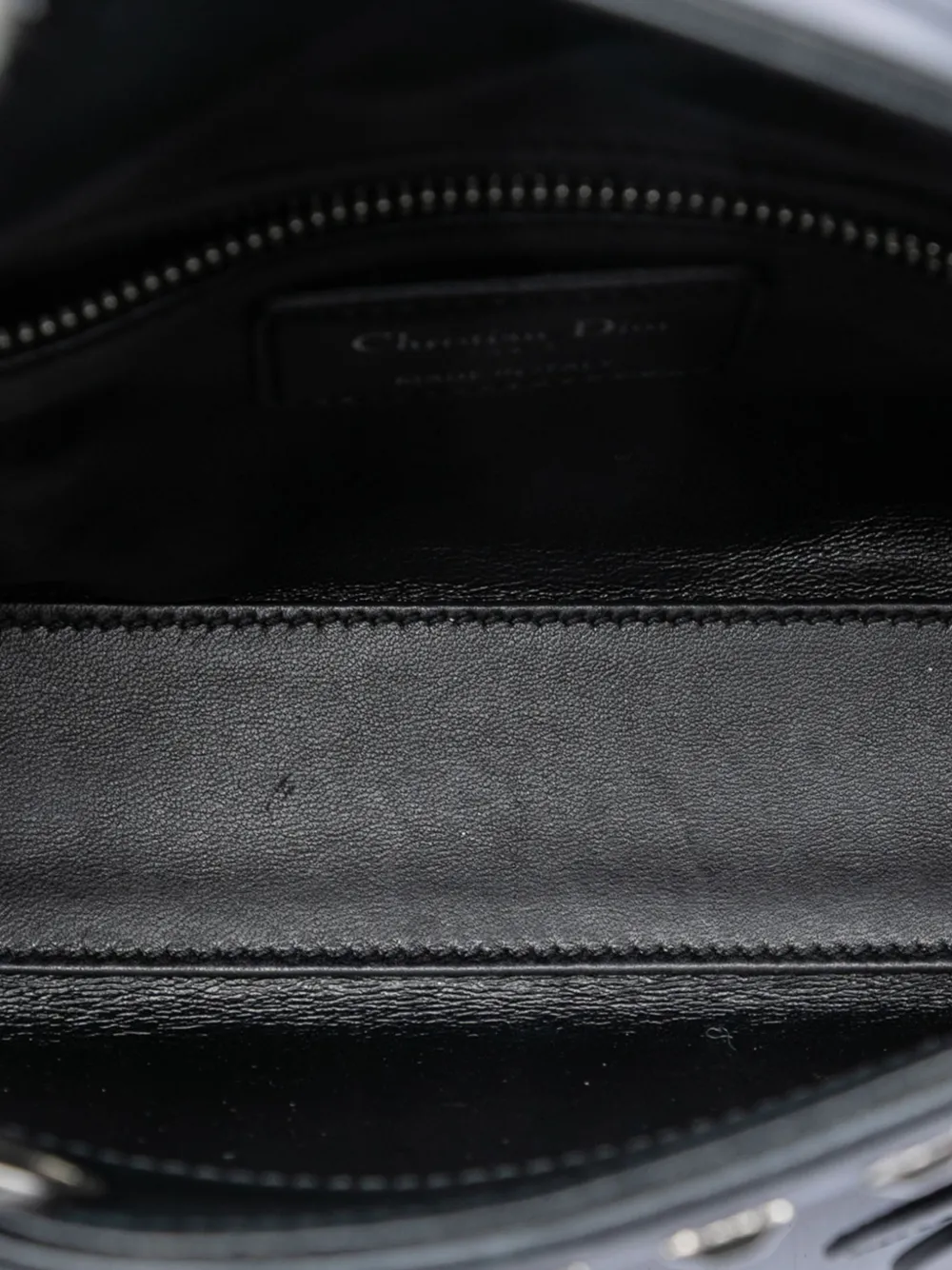 Dior Pre-owned 2015 Mini Lambskin Studded Crystal Pearl Lady Dior Satchel in Black, view 5