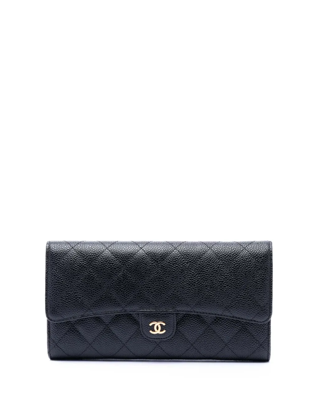 CHANEL Pre-Owned 2012-2013 CC Caviar Classic Flap Wallet long wallets - Nero