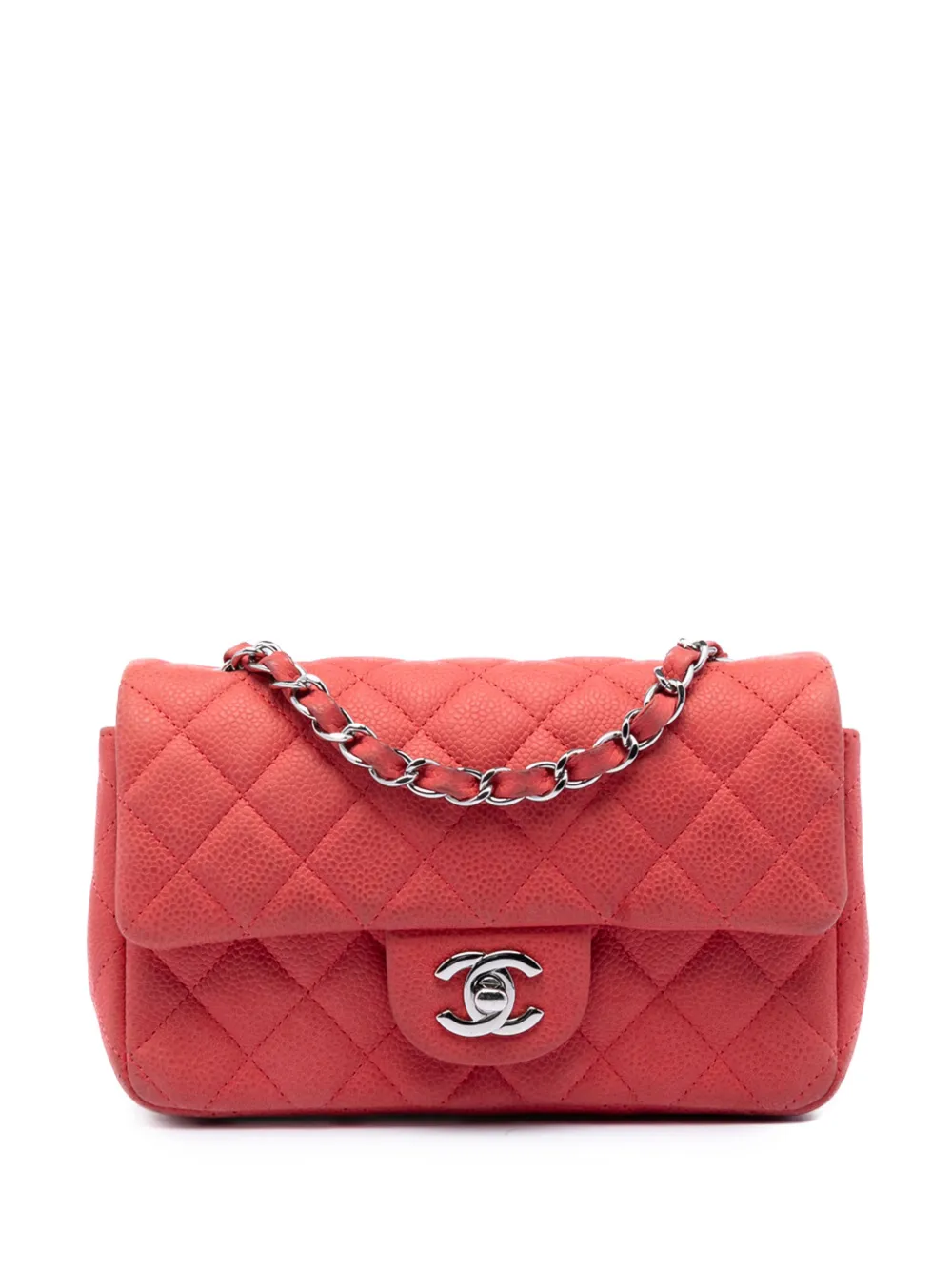 CHANEL Pre-Owned 2012-2013 Mini Rectangular Classic Caviar Single Flap crossbody bag - Rosso