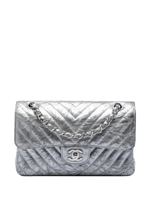 CHANEL Pre-Owned 2018 Small Classic Chevron Metallic Crumpled Calfskin Double Flap shoulder bag