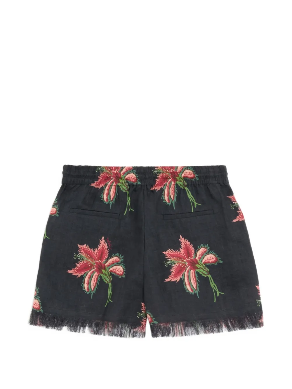 Valentino Garavani Papier Floral linnen shorts Zwart