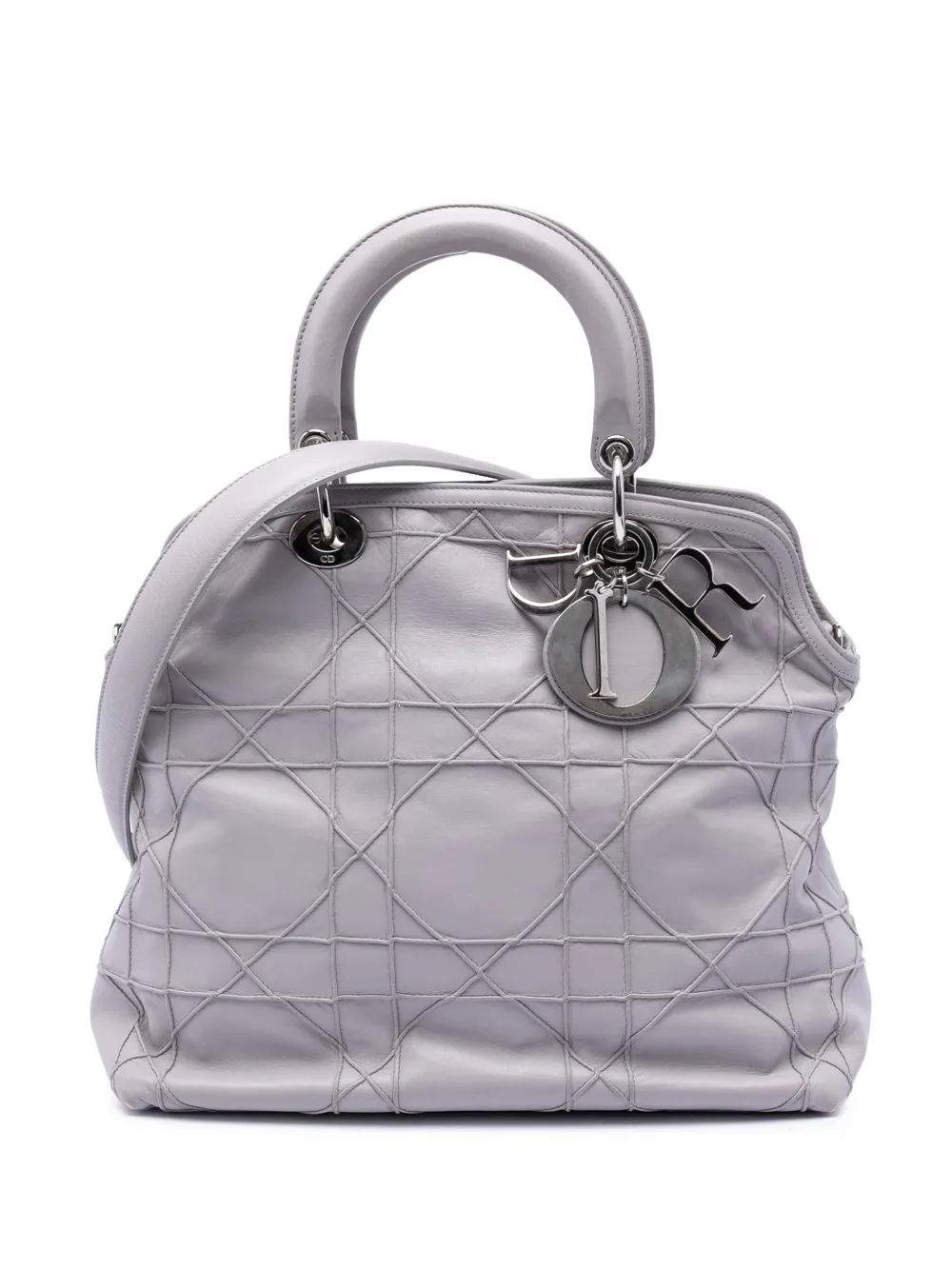 Christian Dior Pre-Owned 2009 Medium Lambskin Cannage Polochon Granville satchel - Grey