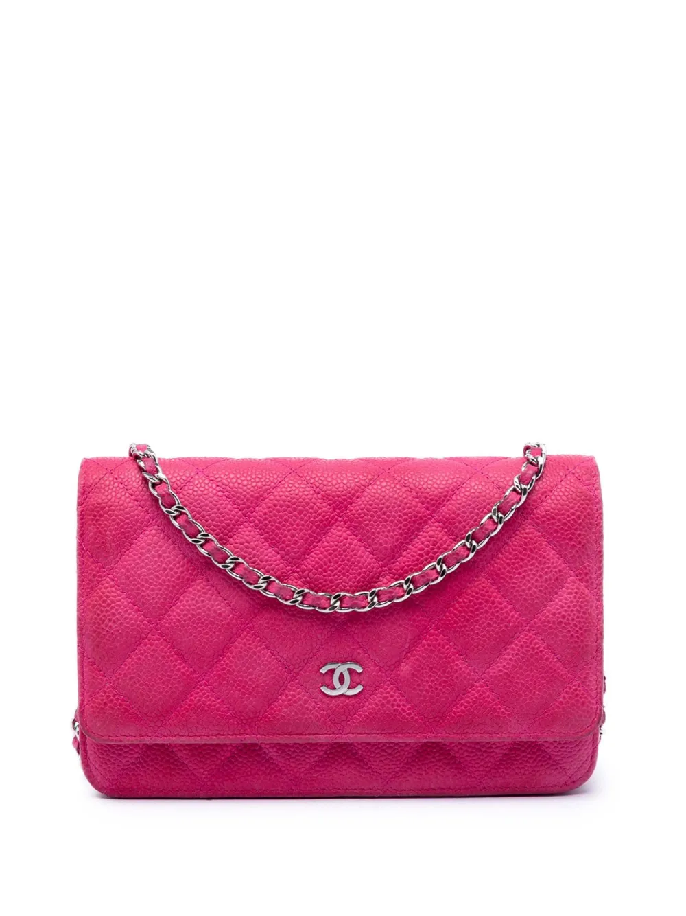 CHANEL Pre-Owned 2014-2015 CC Quilted Caviar Wallet on Chain crossbody bag - Pink