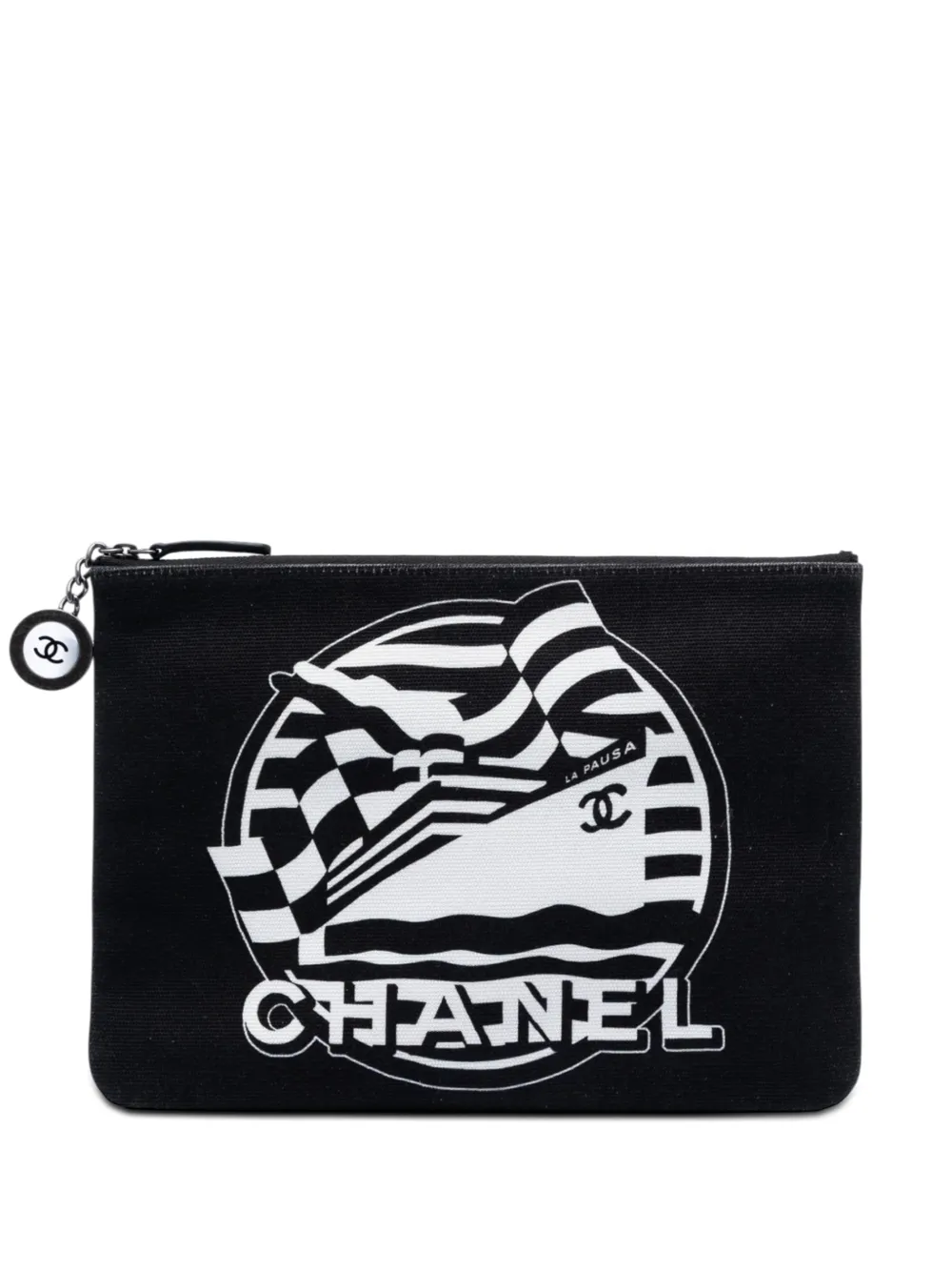 CHANEL Pre-Owned 2019 Medium Canvas La Pausa Zip O Case clutch bag - Nero