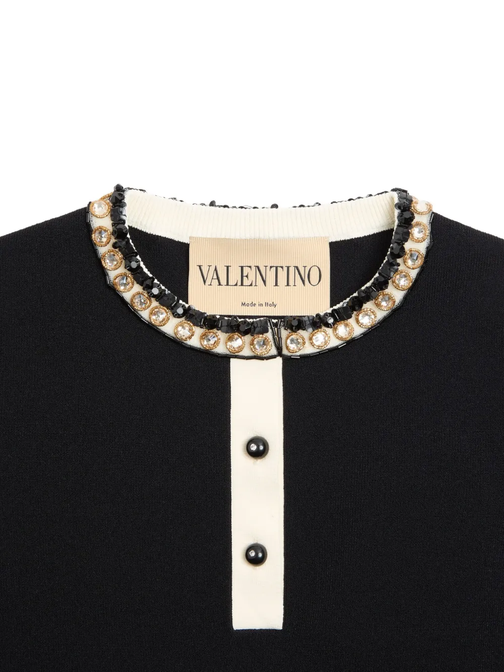 Valentino Garavani Geborduurde stretch viscose jurk Zwart