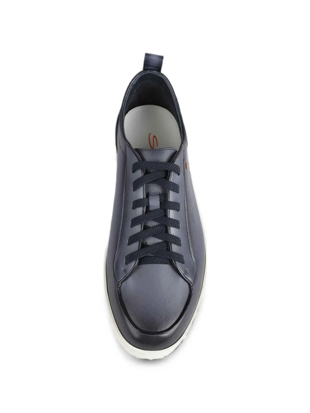 Santoni logo-debossed leather sneakers Blauw