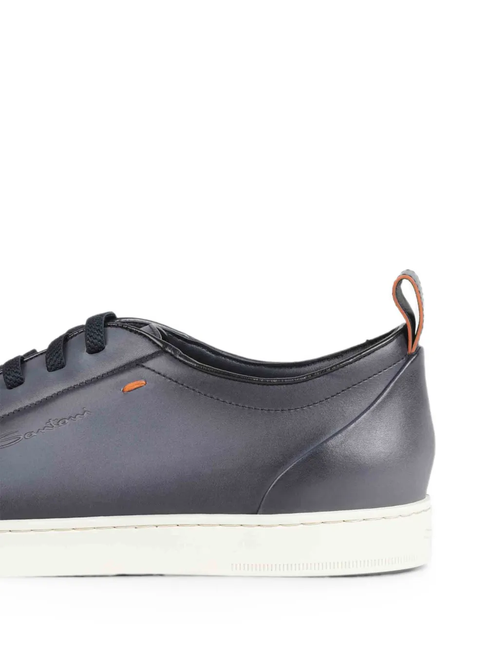 Santoni logo-debossed leather sneakers Blauw