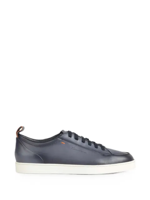 Santoni logo-debossed leather sneakers