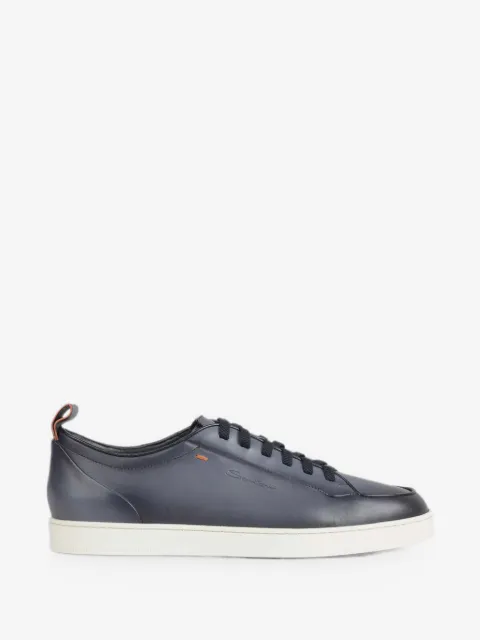 Santoni logo-debossed leather sneakers