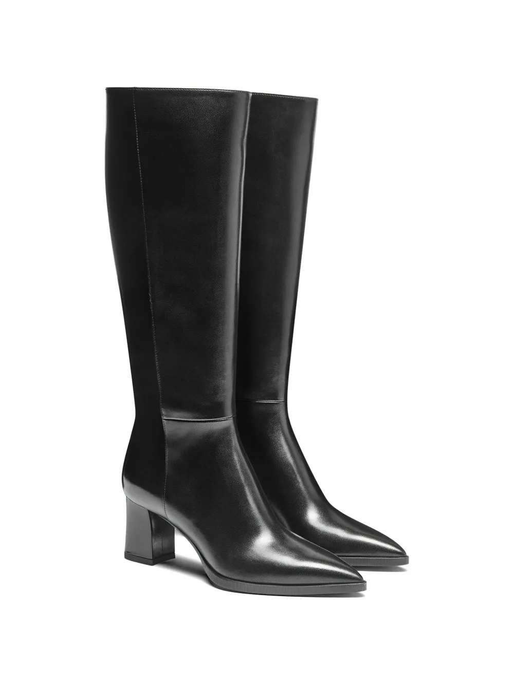 Santoni Laarzen met blokhak en puntige neus Zwart