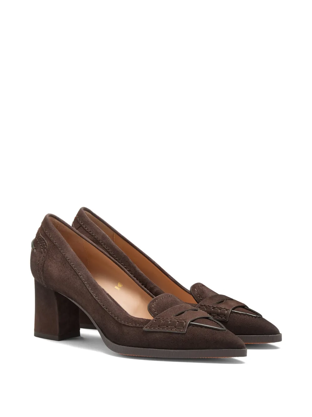 Santoni Penny pumps met puntige neus Bruin