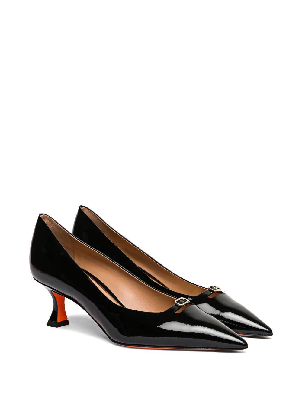 Santoni Lakleren pumps met gespdetail Zwart