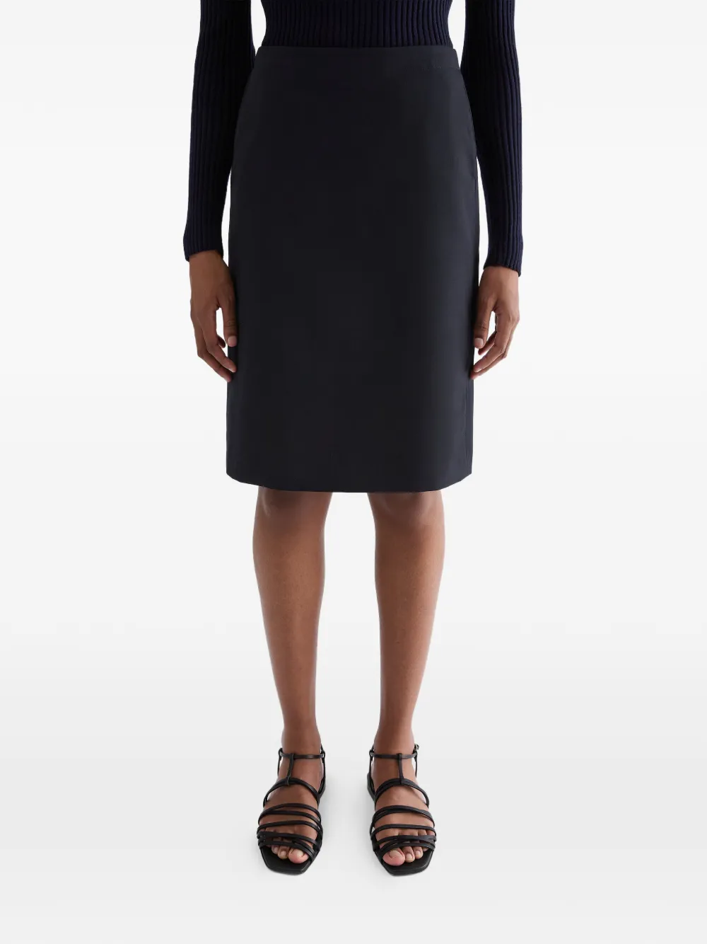 Jil Sander Wollen midi-rok Zwart