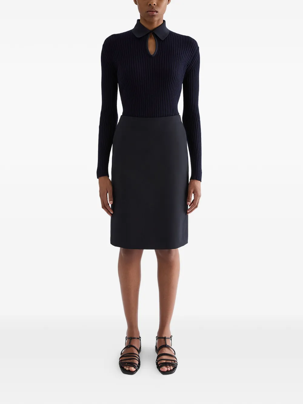 Jil Sander Wollen midi-rok Zwart