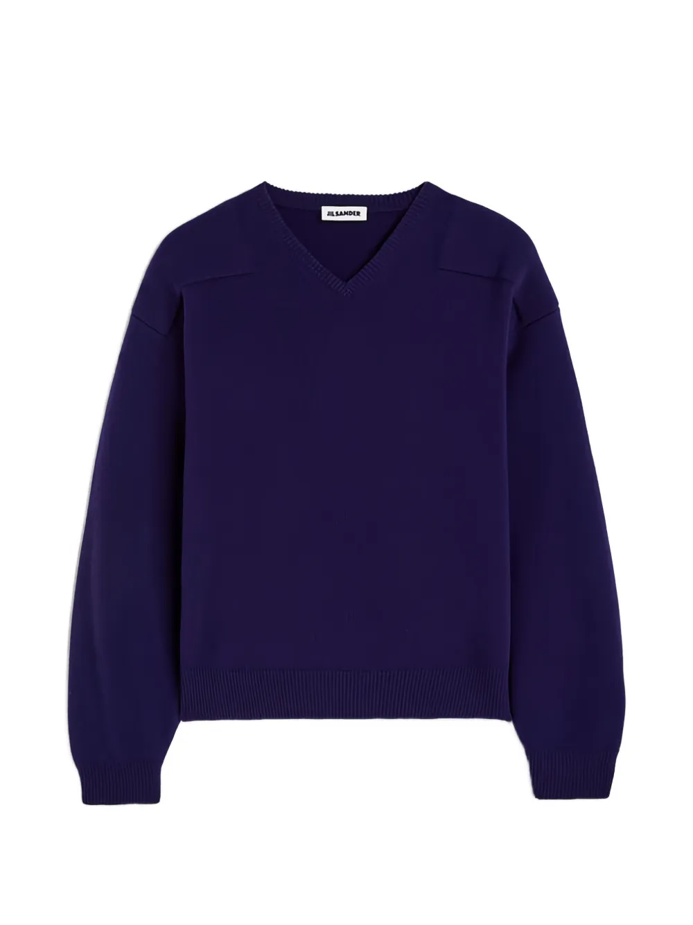 Jil Sander Trui met V-hals en verlaafde schouders Paars