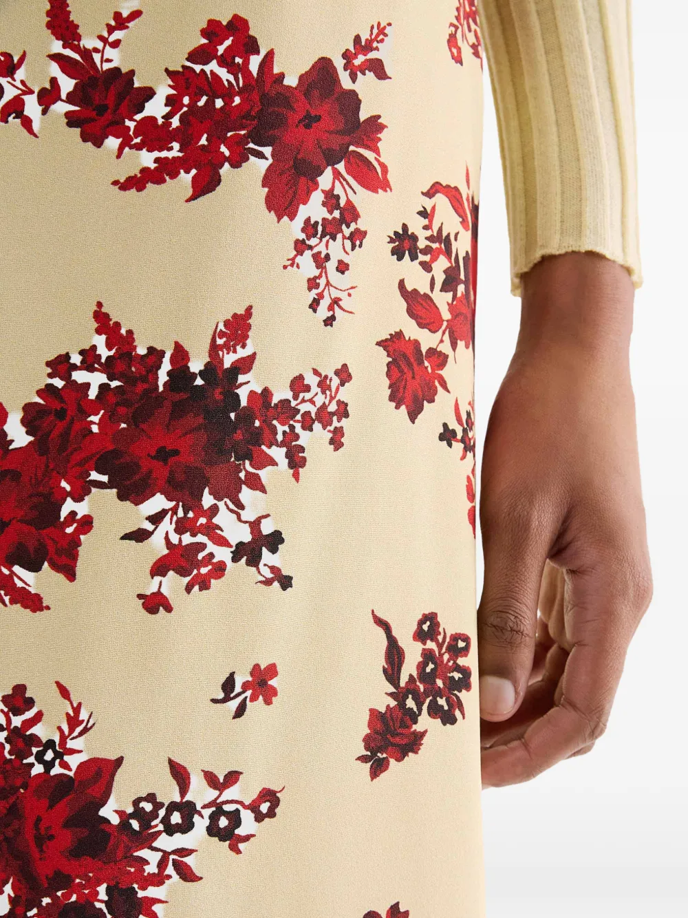 Jil Sander Midi-rok met bloemenprint Beige