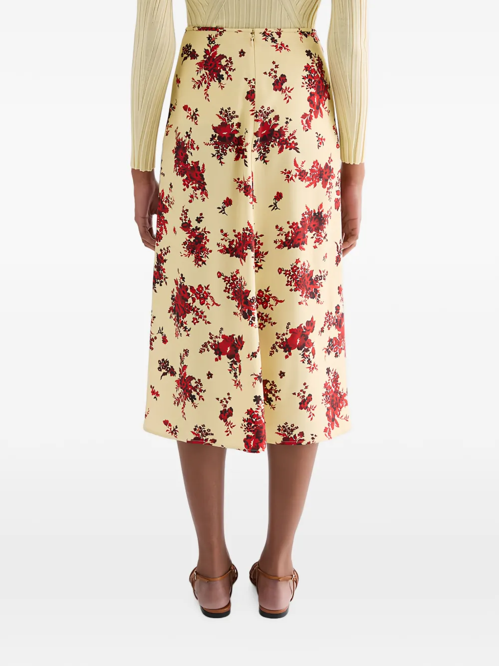Jil Sander Midi-kokerrok met bloemenprint Beige
