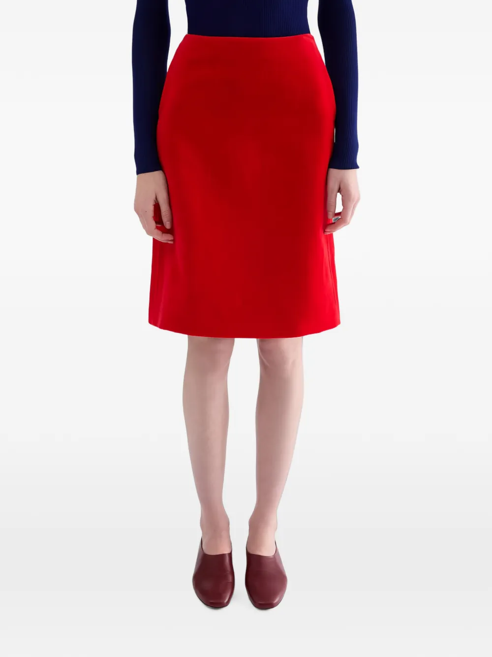 Jil Sander Fluwelen A-lijn rok Rood