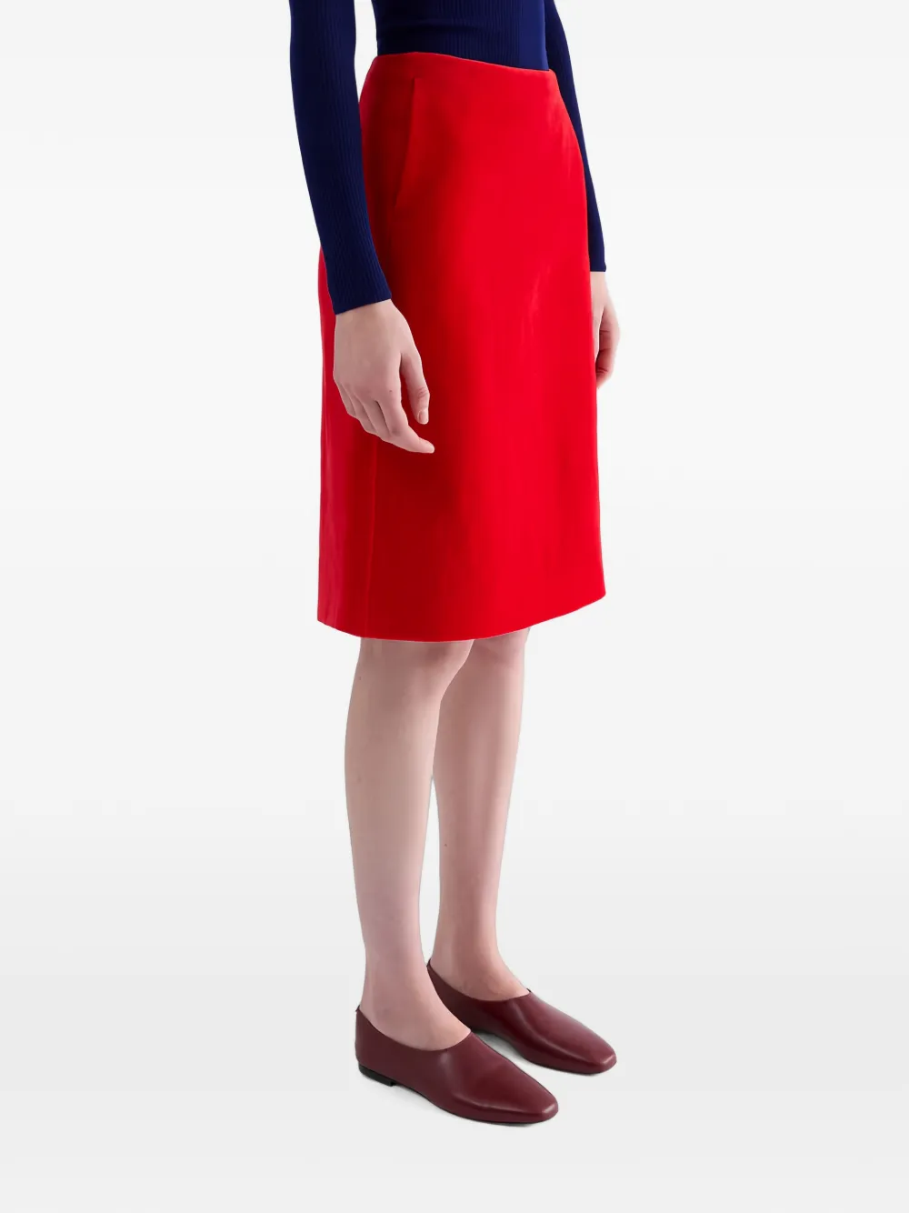 Jil Sander Fluwelen A-lijn rok Rood