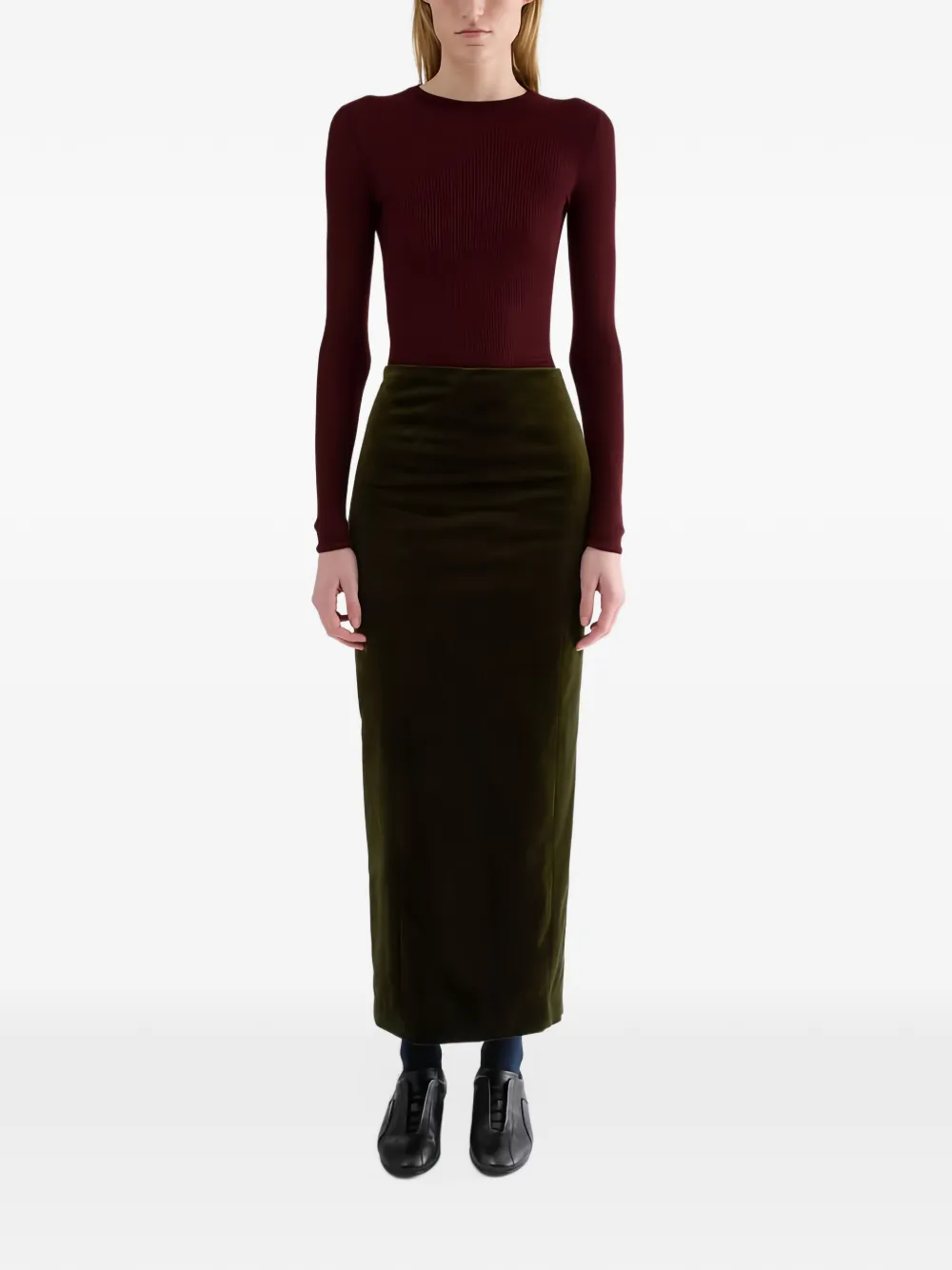 Jil Sander Fluwelen high waist rok Groen