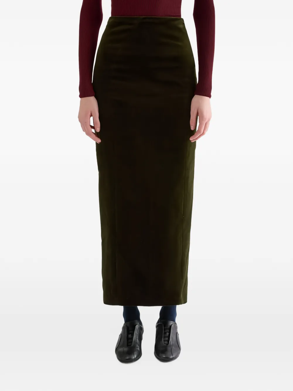 Jil Sander Fluwelen high waist rok Groen