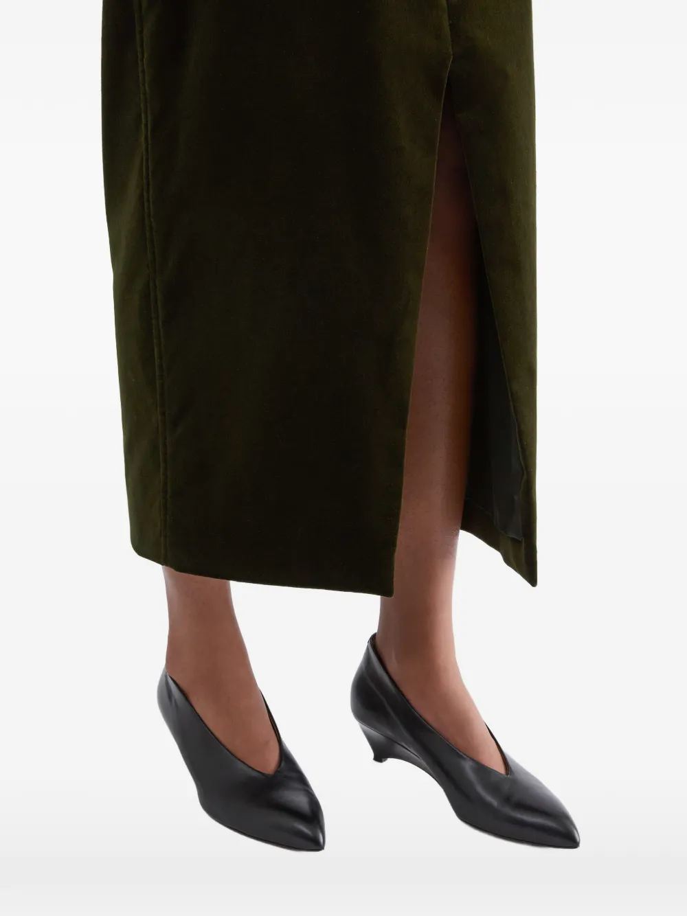Jil Sander Fluwelen midi-rok met split aan de voorkant Groen