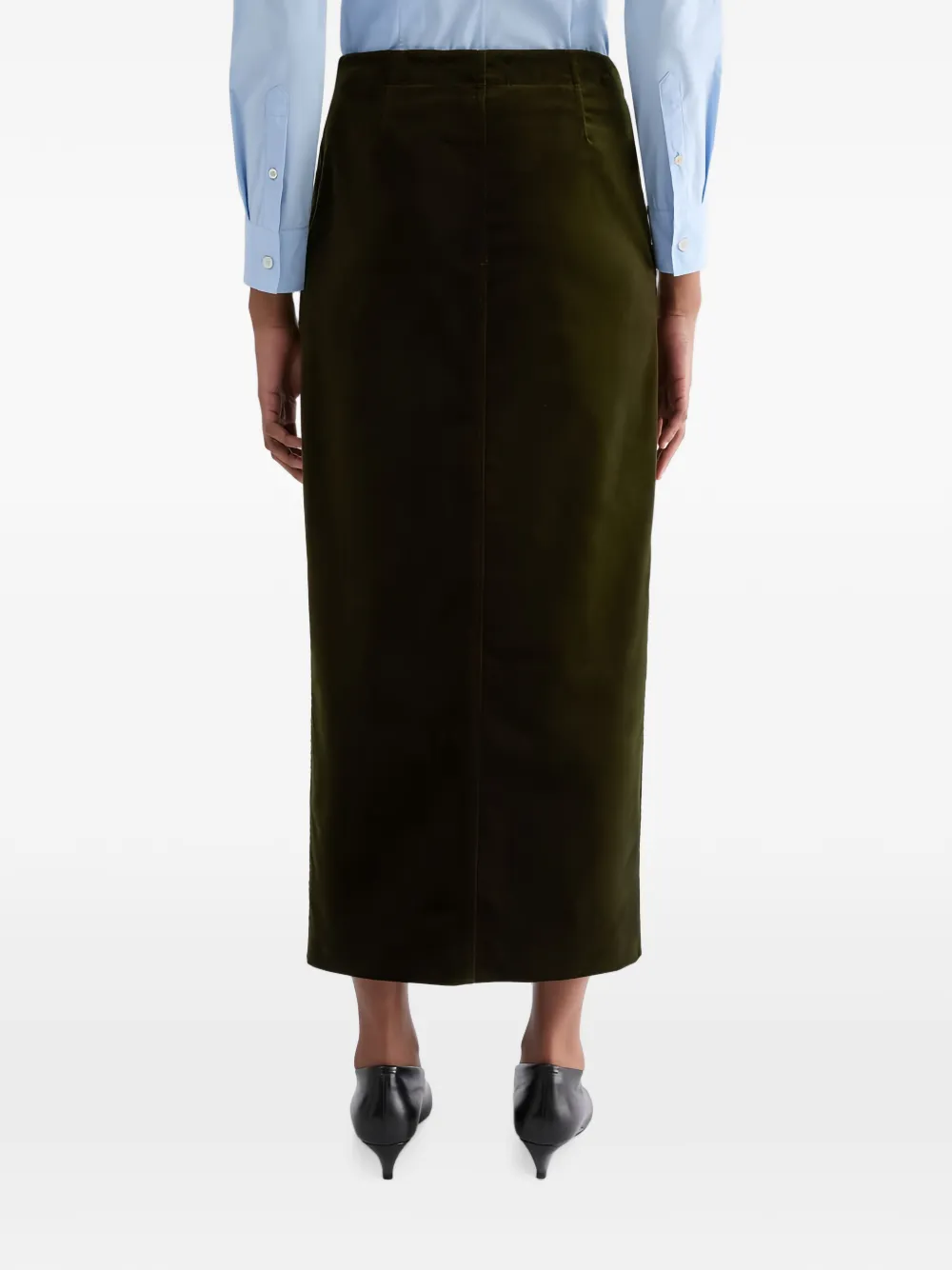 Jil Sander Fluwelen midi-rok met split aan de voorkant Groen