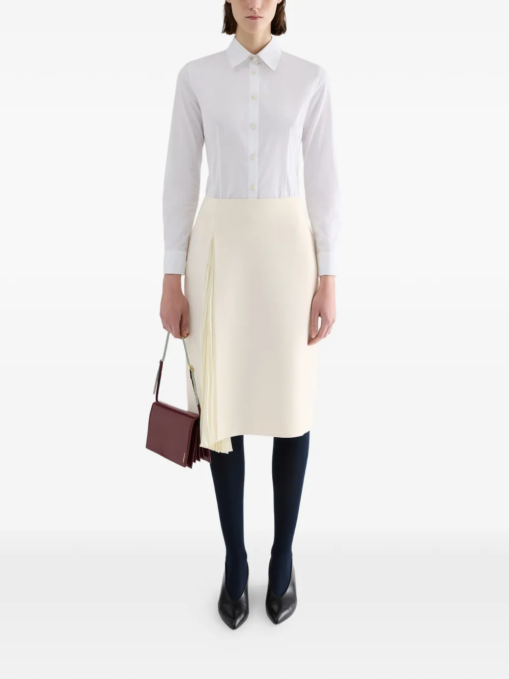 Jil Sander Asymmetrische plooirok Beige