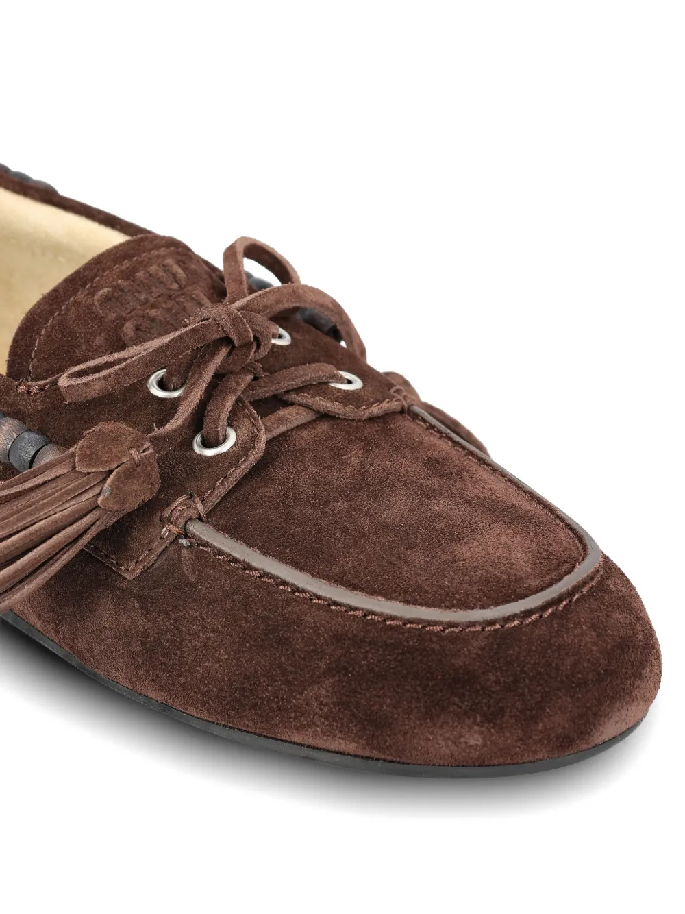 Miu tassel-detail beaded loafers Bruin