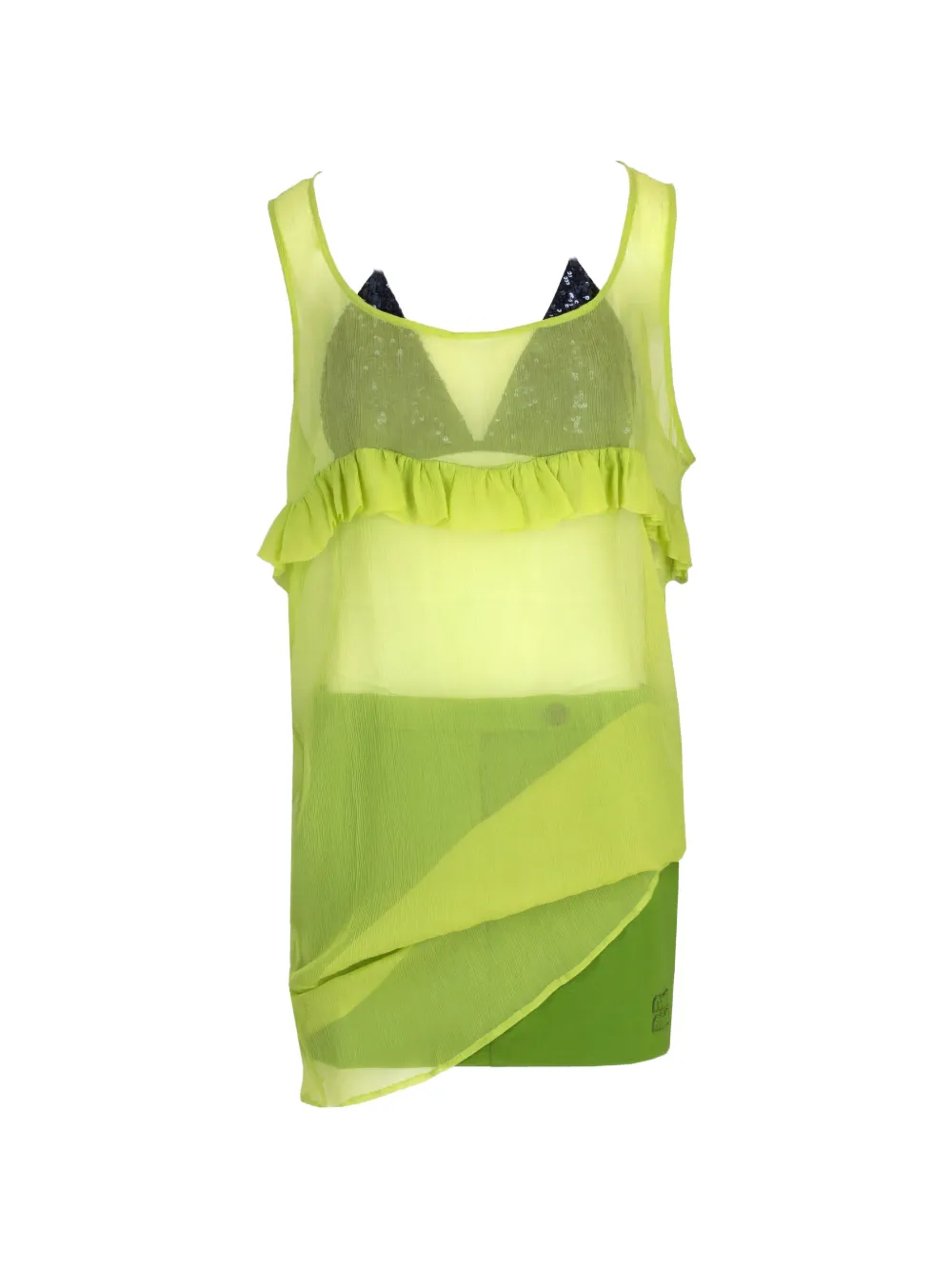 La-Rose ruffled silk dress - Verde