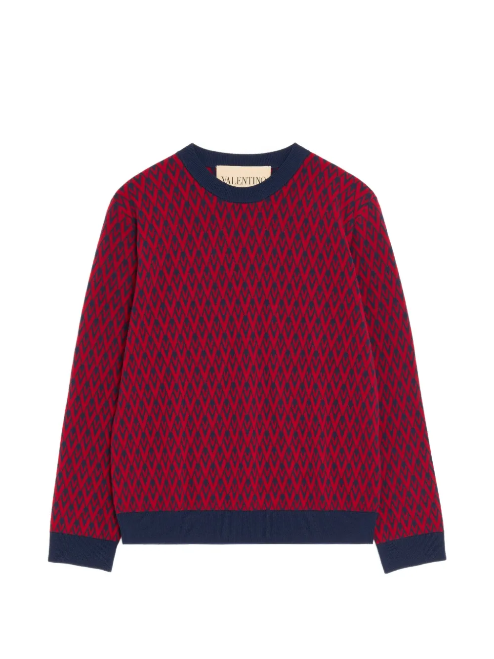 Valentino Garavani crew-neck wool jumper with Toute La V jacquard pattern - Rosso