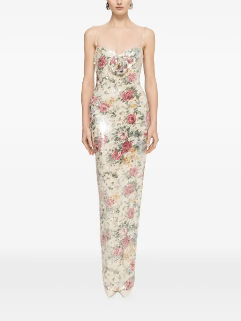 NISSA floral-appliqué maxi dress