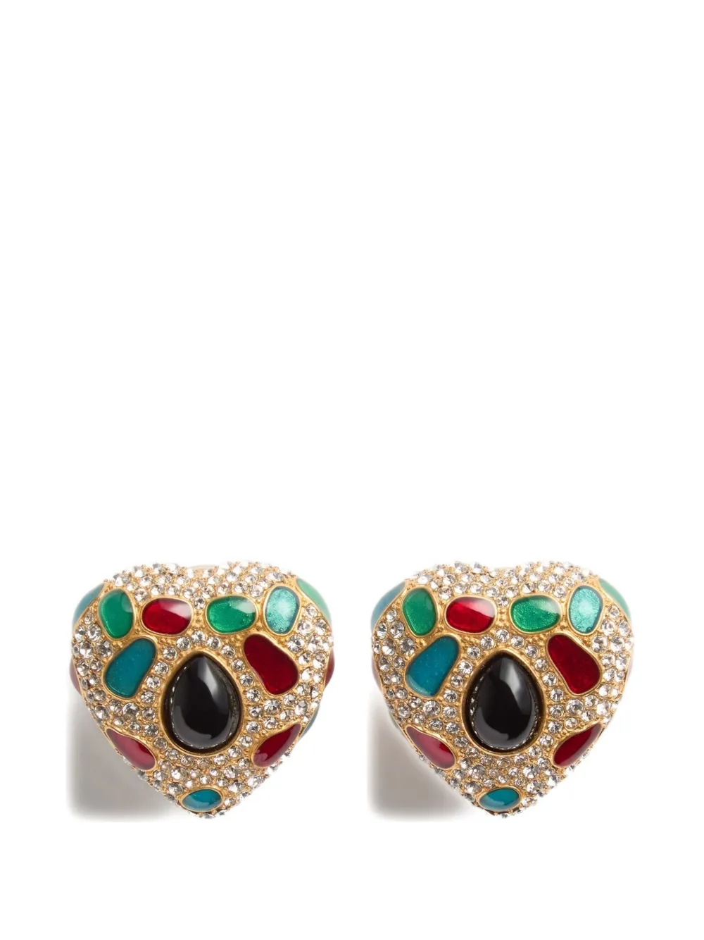 Valentino Garavani Coeur Royal metal, enamel and Swarovski® crystal earrings - Oro